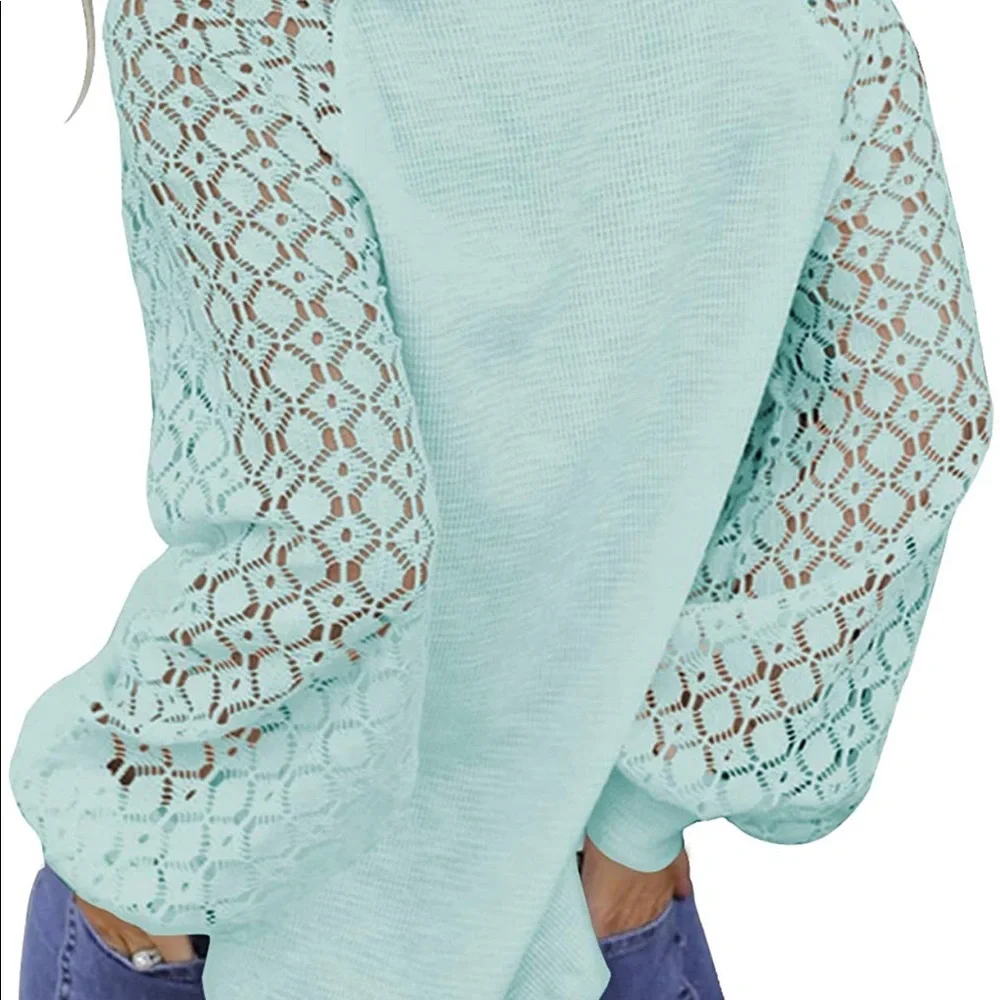 NWT Long Sleeve Tops Lace Casual Loose Blouses